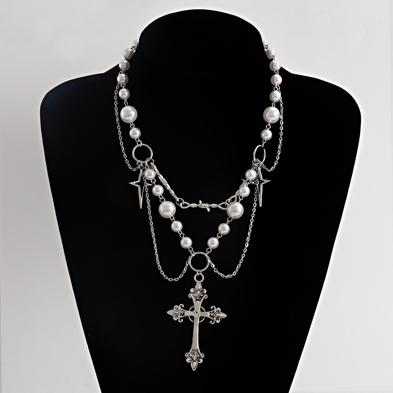 Pearl Choker Necklace Vintage - فاسق الصلبان قلادة قلادة الصلبان القوطية