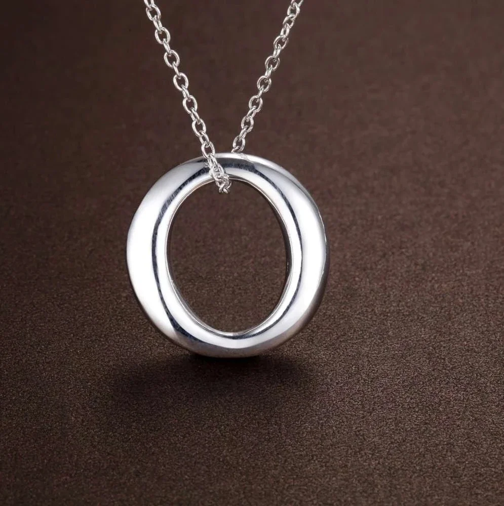 925 Sterling Silver Chain Necklace Men - قلادة فضية عيار 925 بتصميم دائري