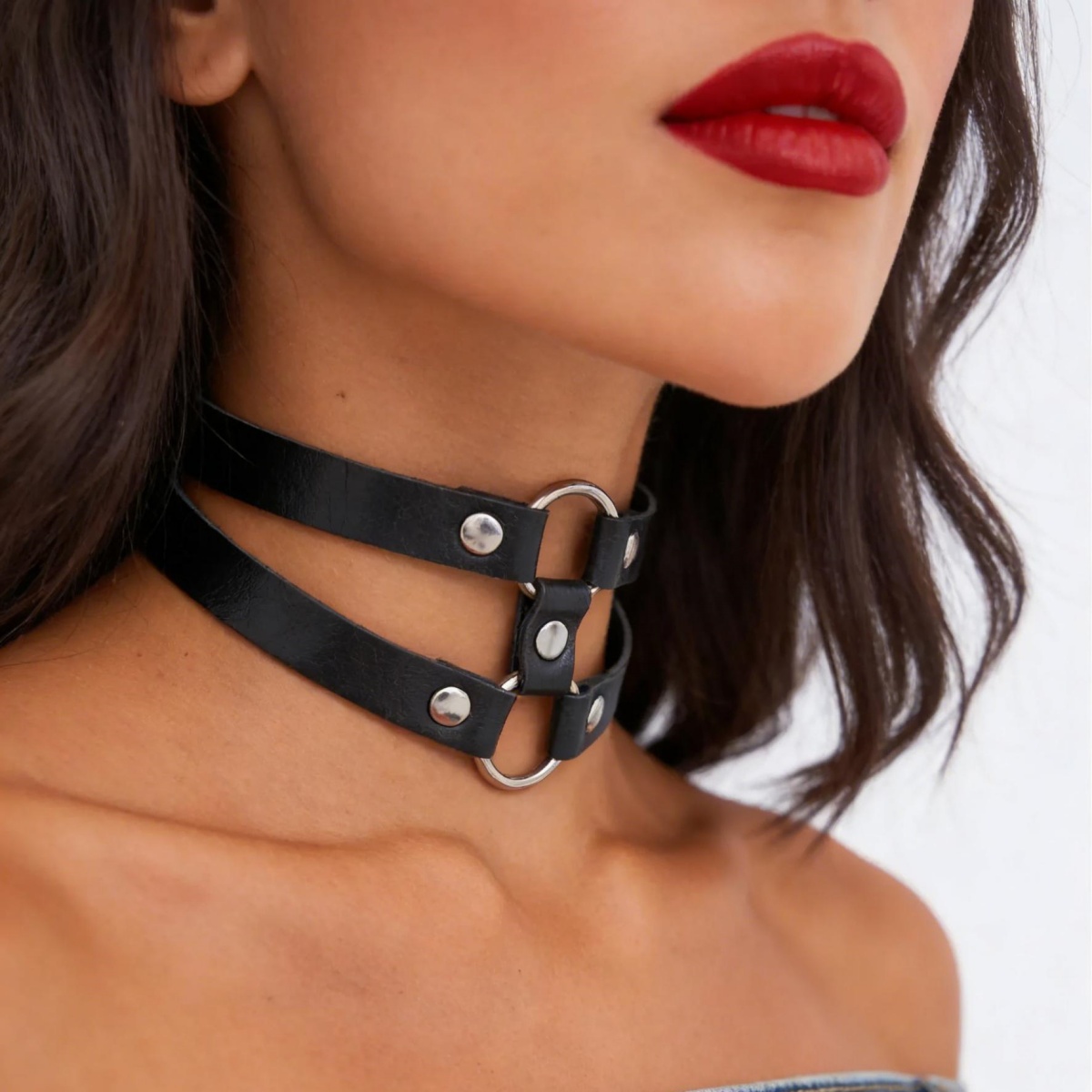 Goth Punk Spike Choker - قلادة تشوكر عصرية من جلد البولي