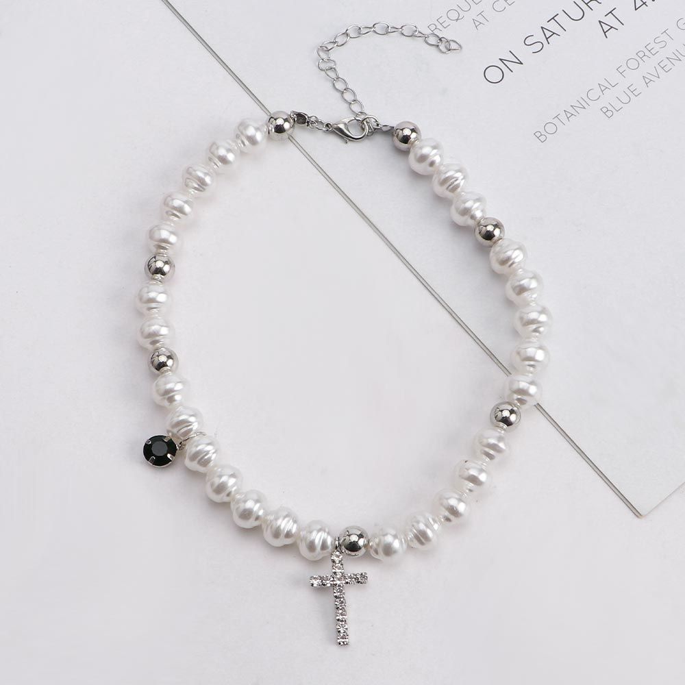 Pearl Choker Necklace Vintage - خمر قلادة قلادة للنساء ، الكريستال