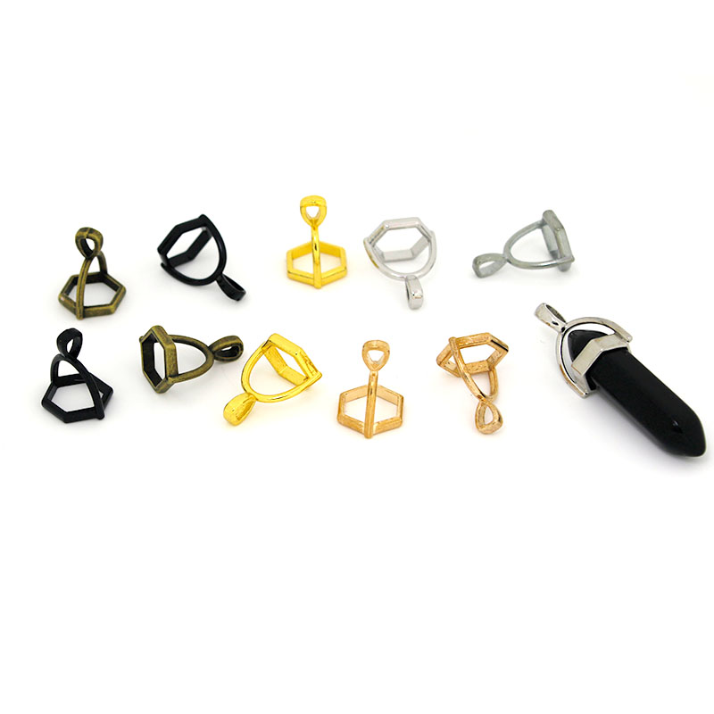 Crystal Pendant Necklace Natural Stone - 20 قطعة غطاء الأحجار الكريمة سداسية