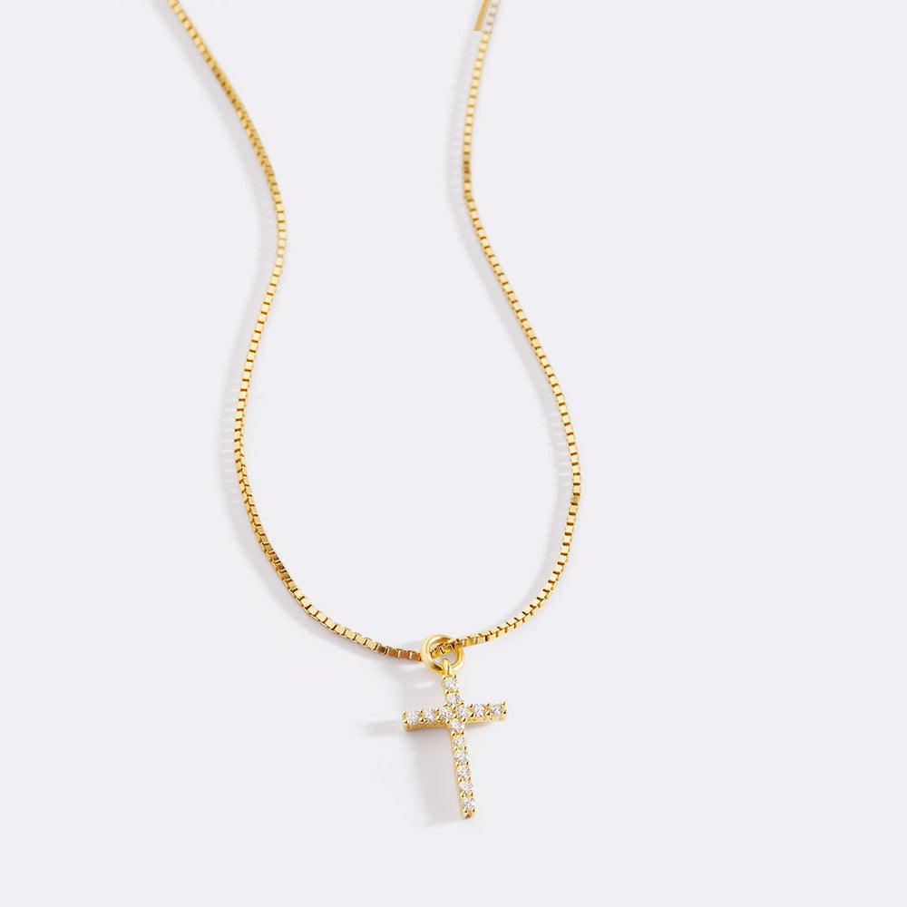 Cross Pendant Necklace Gold - قلادة صليب مرصعة بالألماس، قلادة سلسلة