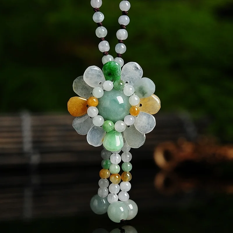 Necklaces - شهادة البورمية اليشم عباد الشمس قلادة