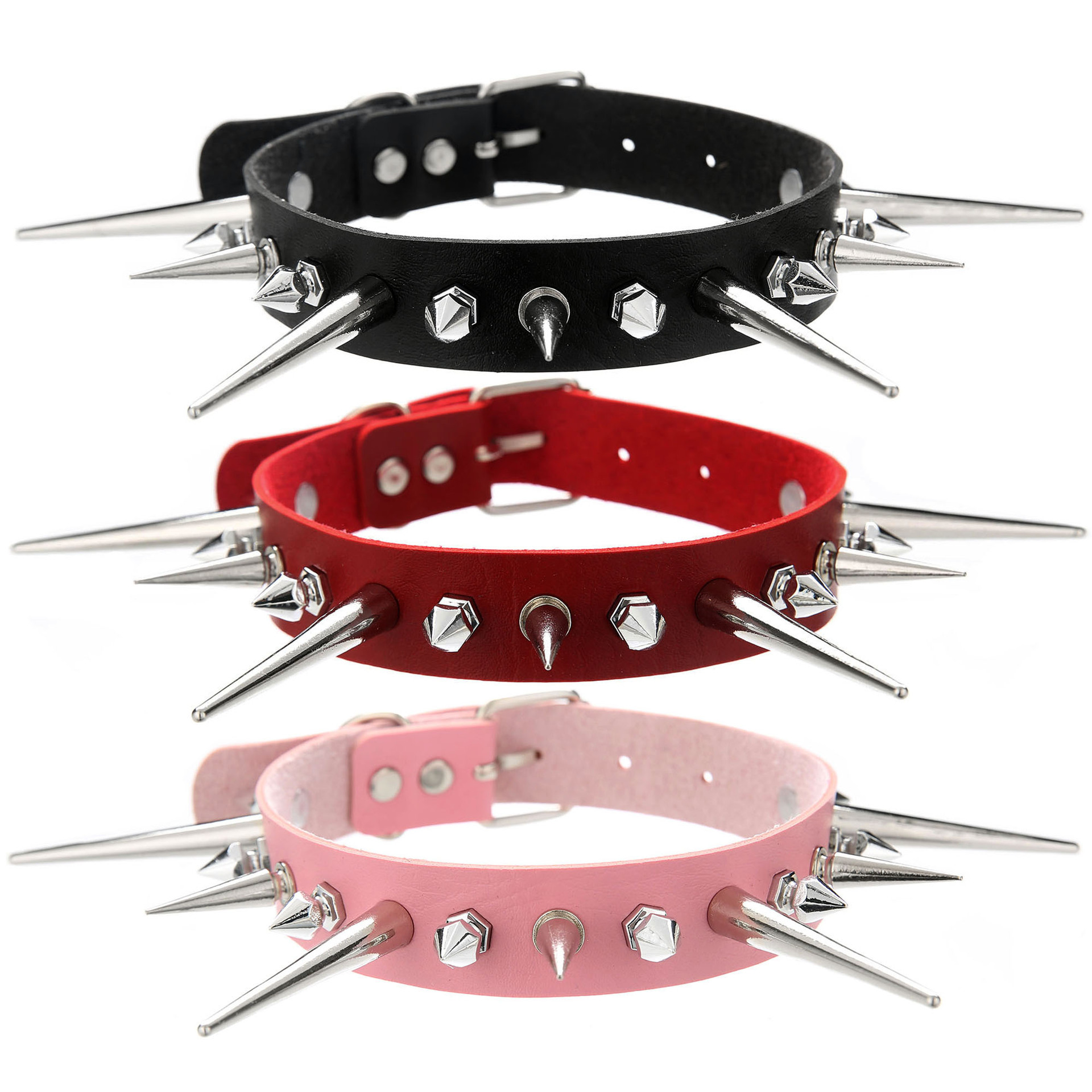 Goth Punk Spike Choker - KMVEXO طويل قلادة للنساء والرجال ،