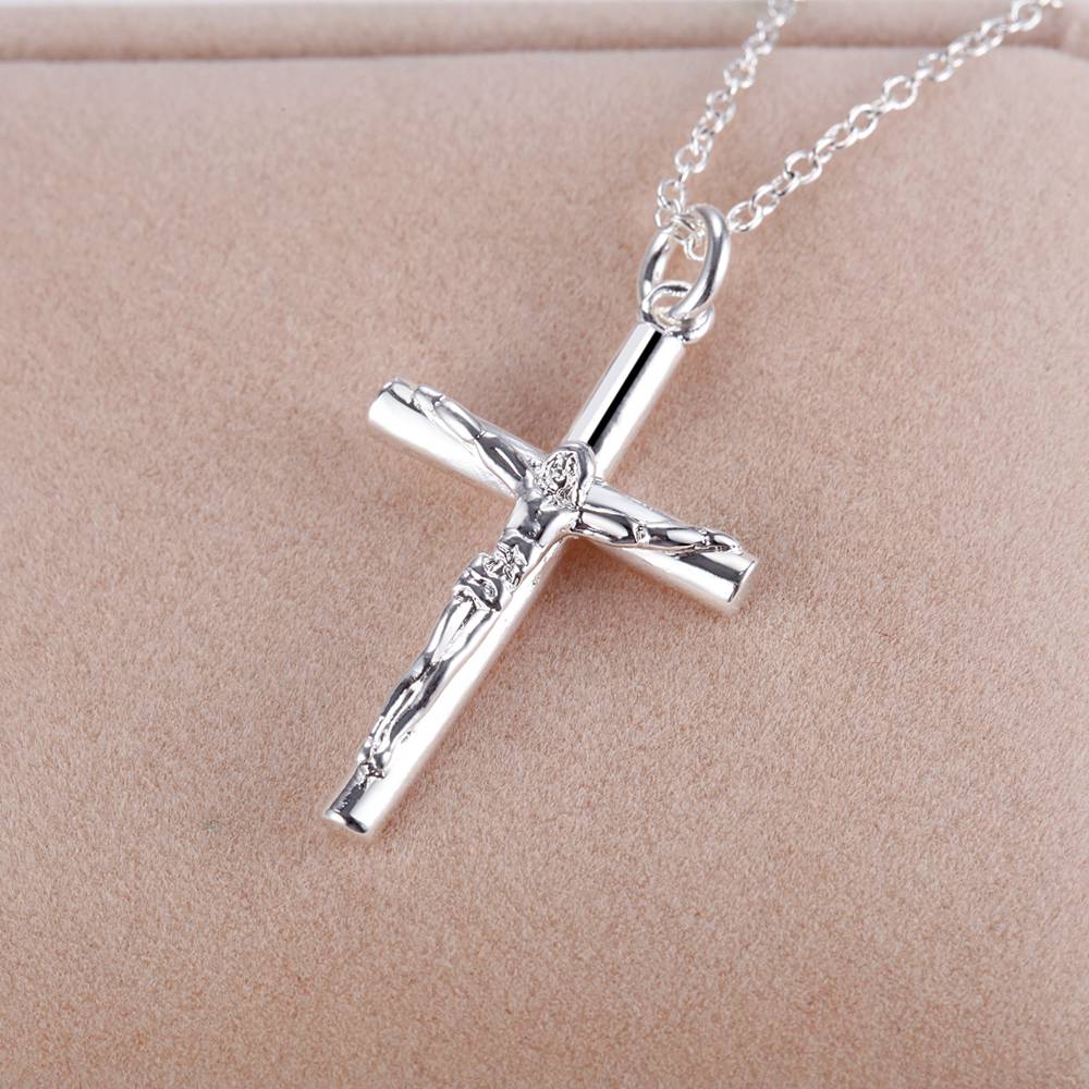 925 Sterling Silver Chain Necklace Men - جديد 925 فضة قلادة الصليب للرجال