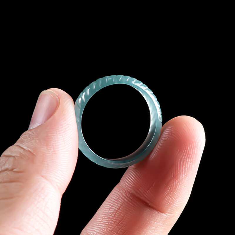 Rings - خواتم اليشم البورمي الأزرق الأصلي الفاخرة،