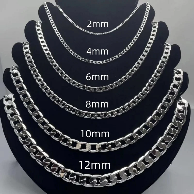 Cuban Link Chain 12Mm - الرجال 925 الاسترليني قلادة فضية 2/4/6/8/10/12
