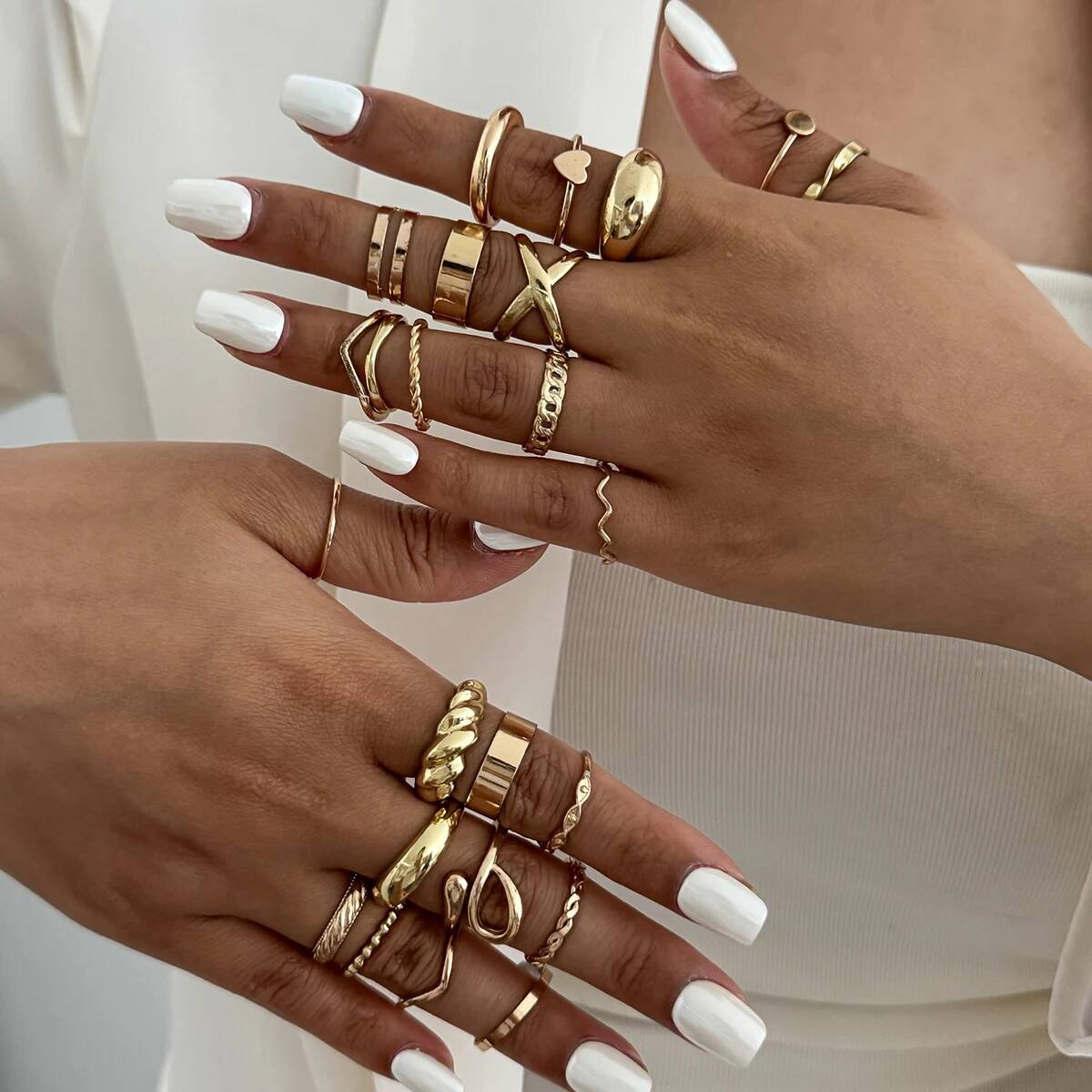 Vintage Punk Knuckle Rings Set - SHIXIN 24 قطعة/المجموعة العصرية غير النظامية