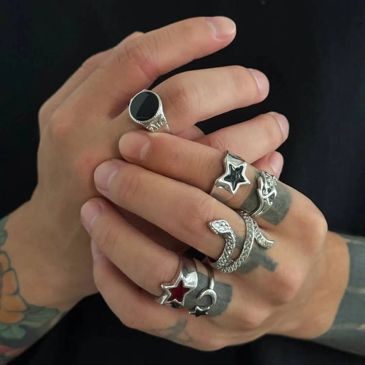 KunJoe 6 قطعة جديد القوطي الأف - مراجعة Vintage Punk Knuckle Rings Set وسعره