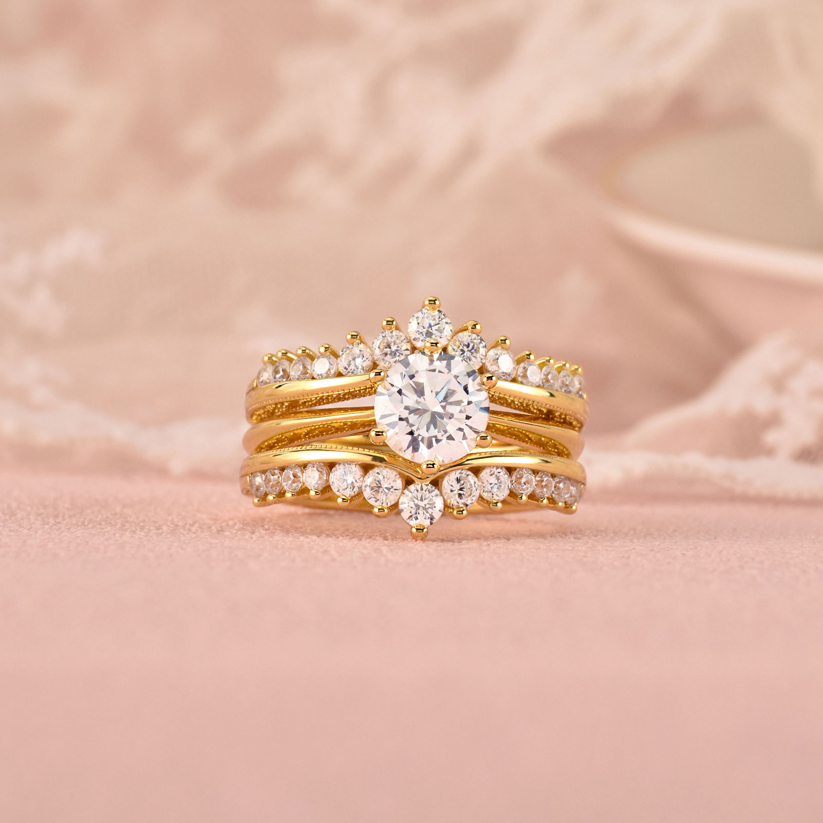 طقم خاتم زفاف نسائي مطلي بالذه - مراجعة Moissanite Engagement Ring 1 Carat وسعره