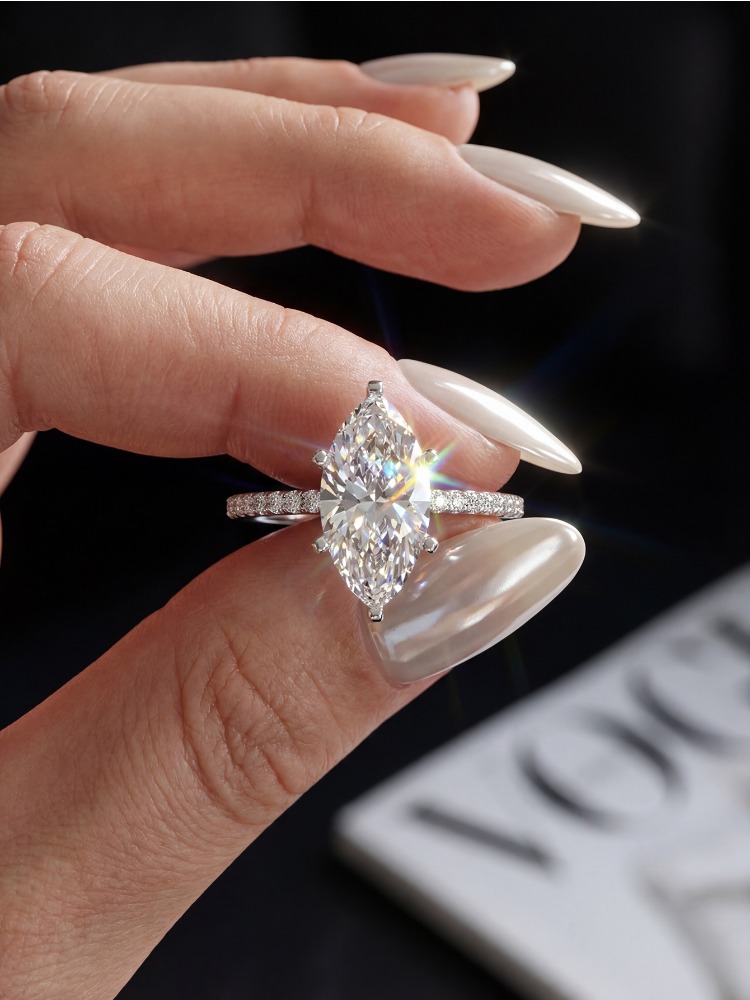 خاتم ماركيز من الموسانيت الحقي - مراجعة Moissanite Engagement Ring 1 Carat وسعره