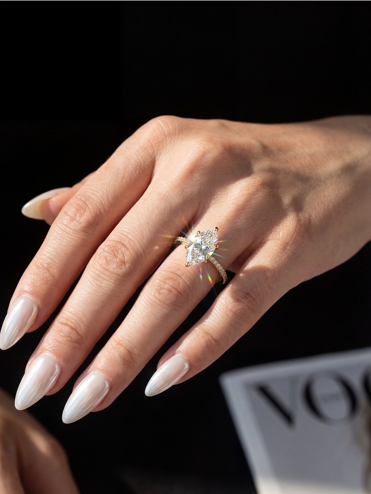 خاتم ماركيز من الموسانيت الحقي - مراجعة Moissanite Engagement Ring 1 Carat وسعره