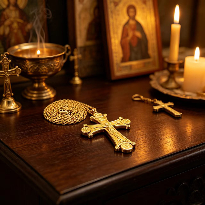 قلادة صليب أرثوذكسي فاخرة مطلي - مراجعة Cross Pendant Necklace Gold وسعره