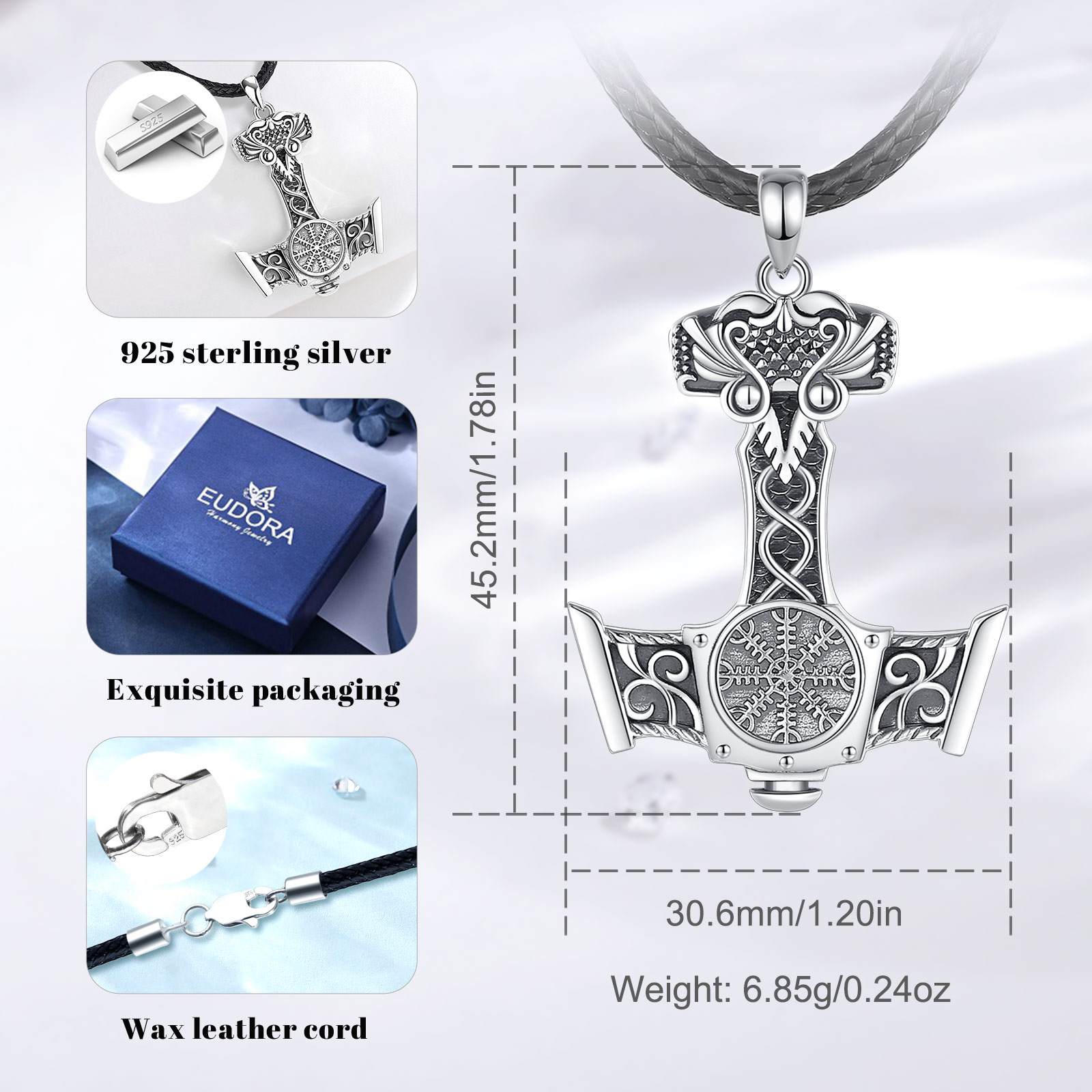 يودورا 925 فضة نورس فايكنغ ثور - مراجعة 925 Sterling Silver Chain Necklace Men وسعره