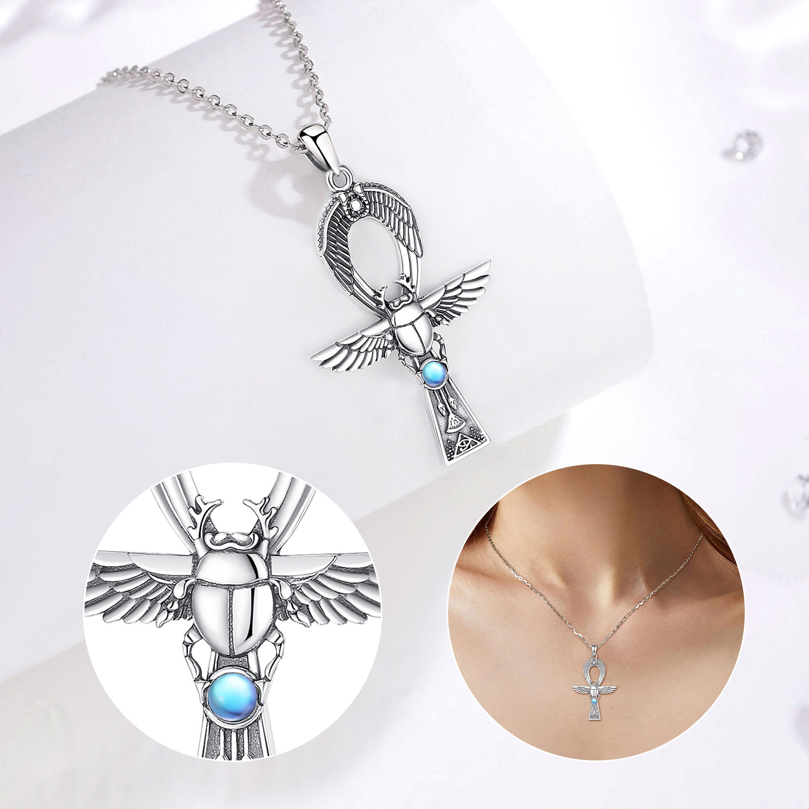 يودورا-قلادة مصرية قديمة بملف  - مراجعة 925 Sterling Silver Chain Necklace Men وسعره
