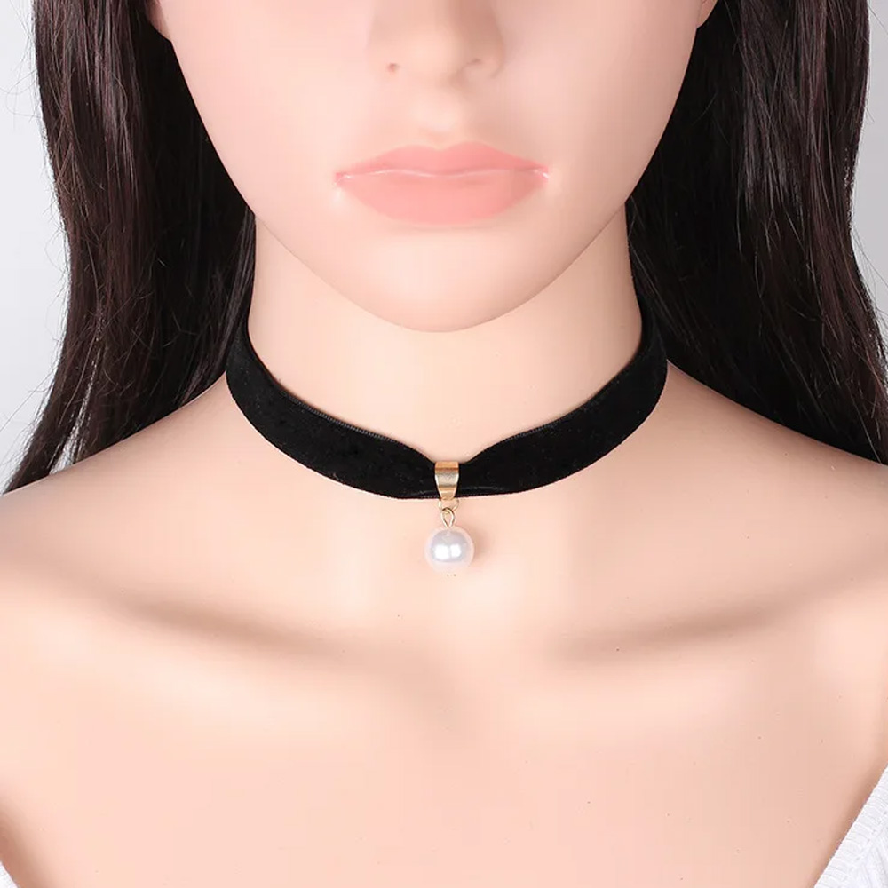 قلادة شوكر لؤلؤية بسيطة بتصميم - مراجعة Pearl Choker Necklace Vintage وسعره