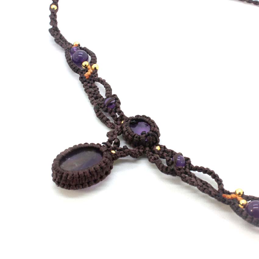 كريستال مضفر حجر مكرامية قلادة - مراجعة Crystal Pendant Necklace Natural Stone وسعره
