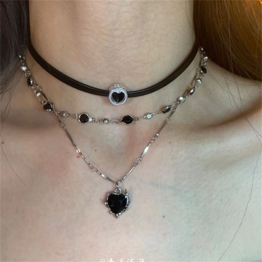 Y2K القوطية الحب القلب قلادة ق - مراجعة Layered Pendant Necklace Aesthetic وسعره