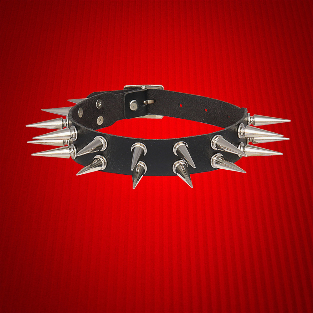 طويل مسنبل المختنق طوق للنساء  - مراجعة Goth Punk Spike Choker وسعره