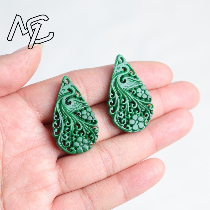 قطعتان من اليشم الطبيعي بلون س - مراجعة Earrings وسعره