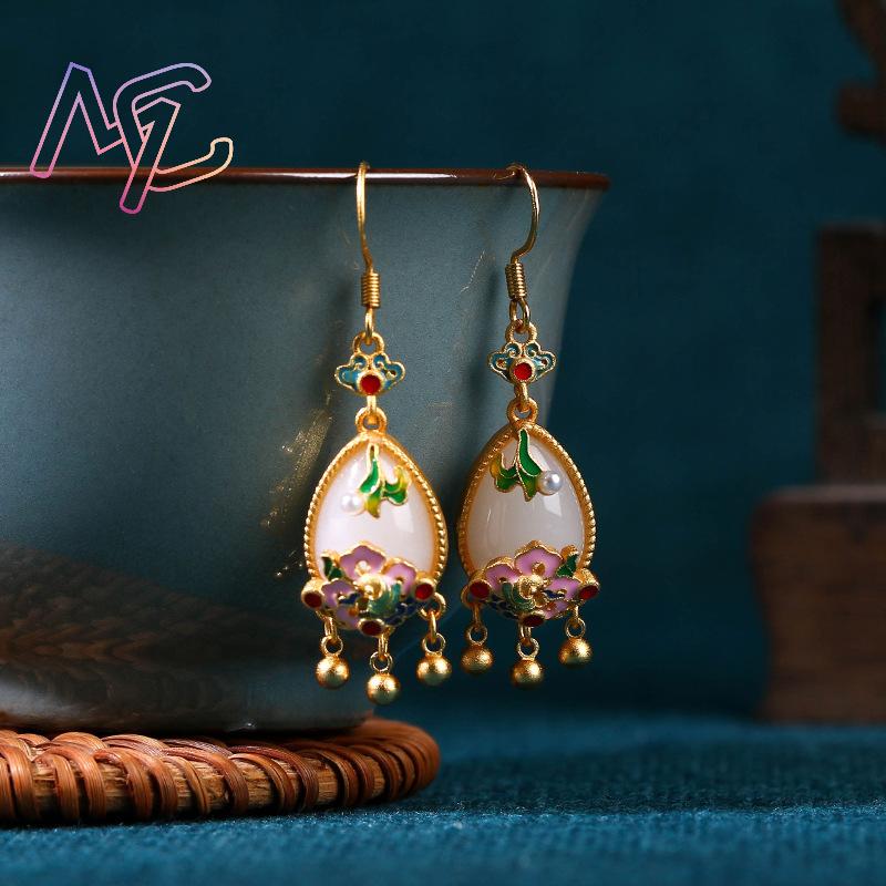أقراط زهرة اليشم الطبيعية، تمي - مراجعة Earrings وسعره