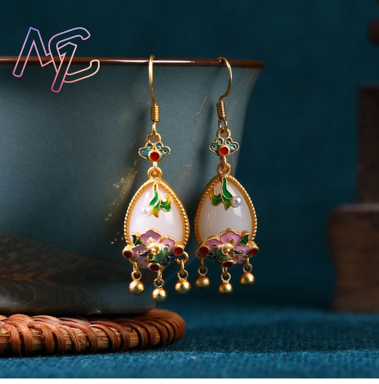 أقراط زهرة اليشم الطبيعية، تمي - مراجعة Earrings وسعره