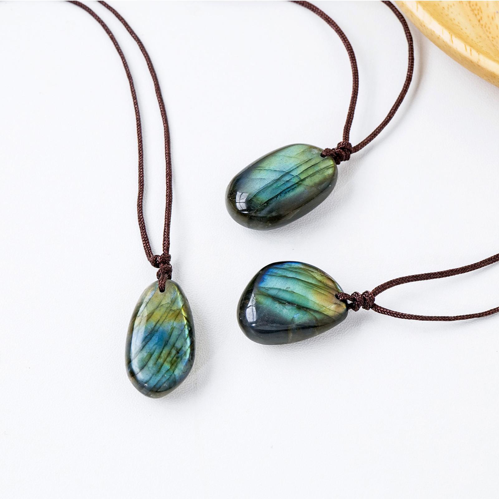 اللابرادوريت الطبيعي قلادة الق - مراجعة Crystal Pendant Necklace Natural Stone وسعره