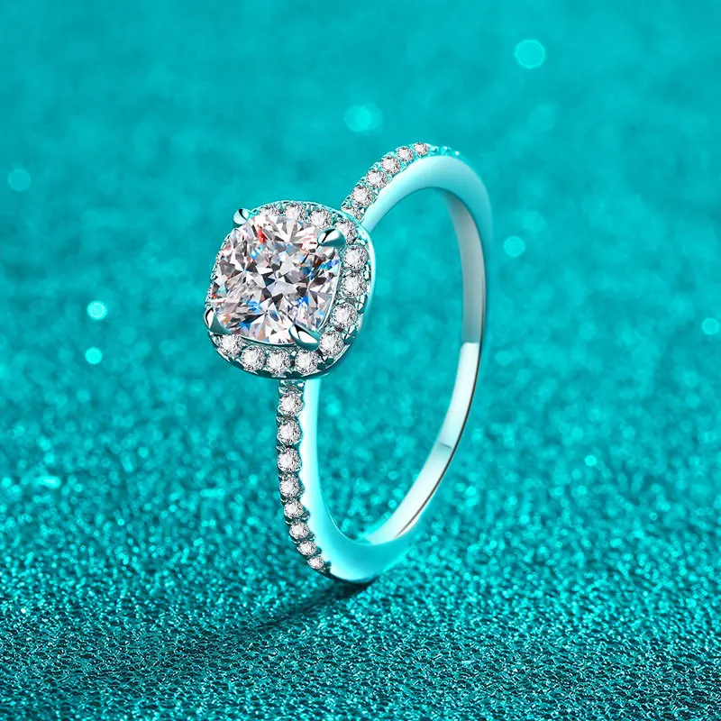 S925 فضة مويسانيتي خاتم للنساء - مراجعة Moissanite Engagement Ring 1 Carat وسعره