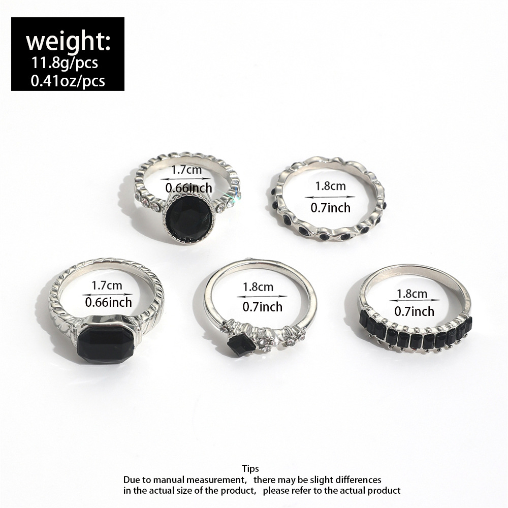 الرجعية الأسود كريستال حجر خات - مراجعة Vintage Punk Knuckle Rings Set وسعره