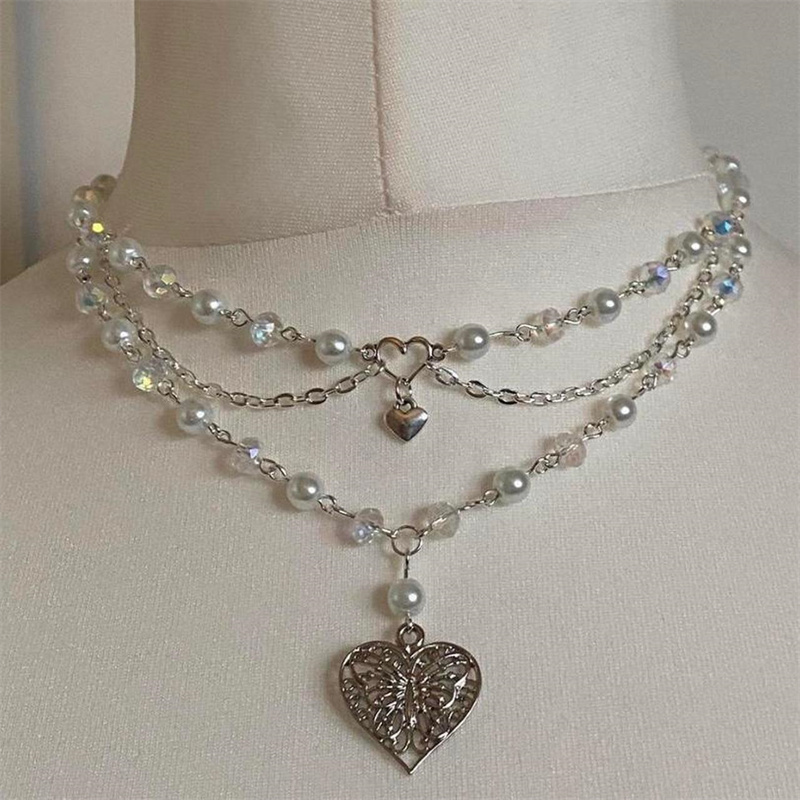 فراشة لؤلؤ القلب قلادة للنساء  - مراجعة Pearl Choker Necklace Vintage وسعره