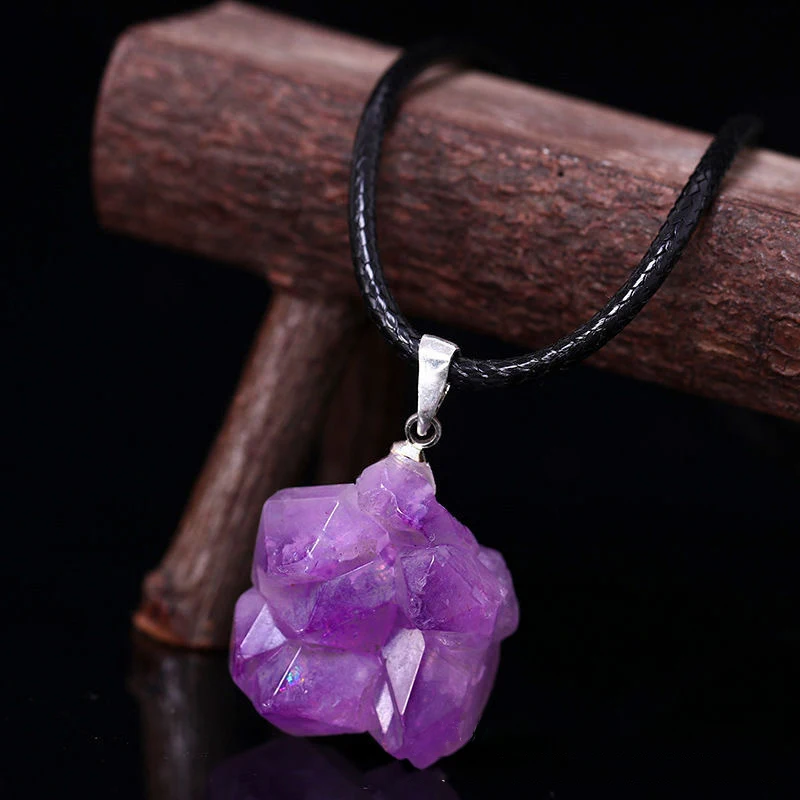 الجمشت الطبيعي زهرة قلادة الري - مراجعة Crystal Pendant Necklace Natural Stone وسعره