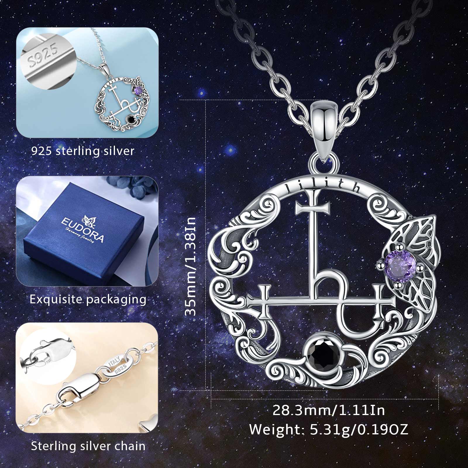 يودورا 925 فضة ليليث سيجيل قلا - مراجعة 925 Sterling Silver Chain Necklace Men وسعره