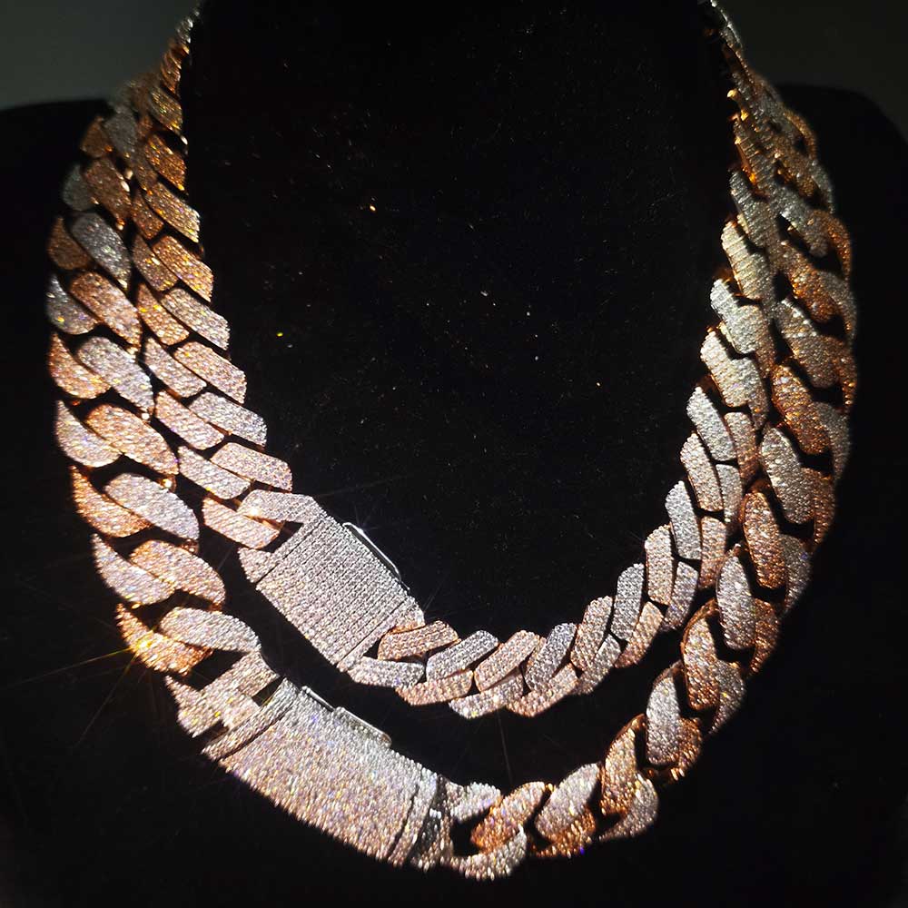 سلسلة نويا ثنائية اللون مرصعة  - مراجعة Cuban Link Chain 12Mm وسعره