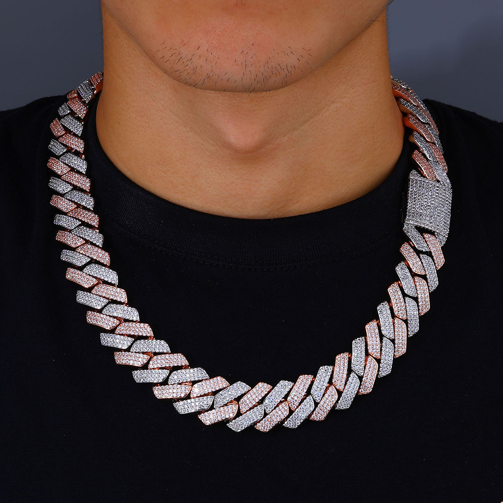 سلسلة نويا ثنائية اللون مرصعة  - مراجعة Cuban Link Chain 12Mm وسعره