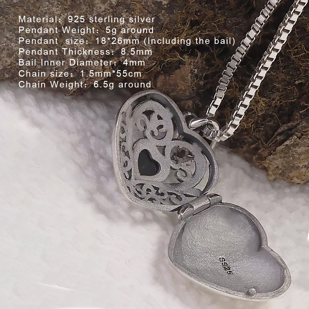 925 فضة قابلة للفتح المنجد الح - مراجعة Heart Locket Necklace Photo وسعره